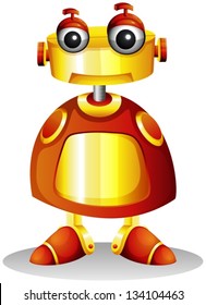 Illustration of a toy robot on a white background