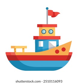 Ilustração de barco marinho de brinquedo isolado no branco