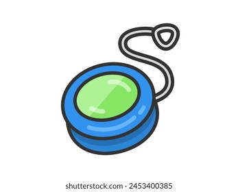 Illustration of a toy yo-yo icon (color line drawing).