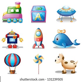 Illustration of the toys for children on a white background