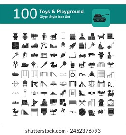 Illustration of Toys and Playground Collection design Glyph Icon. Toys and Playground Glyph Icon Pack. Set of Toys and Playground Solid Icon