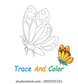 illustration Trace and color a picture of a butterfly suitable for a children's coloring book