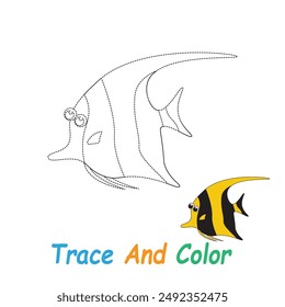 illustration Trace and color a picture of a fish suitable for a children's coloring book