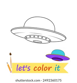 
illustration Trace and color a picture of a UFO suitable for a children's coloring book
