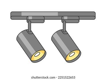 Illustration of track lighting. Electrical lighting equipment. Industrial or business image. Icon for website and shop.