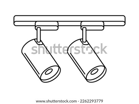 Illustration of track lighting. Electrical lighting equipment. Industrial or business image. Icon for website and shop.