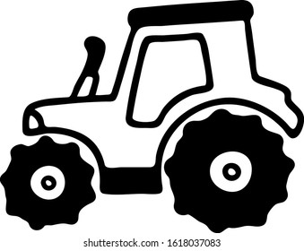 Illustration Tractor Black Outline Stock Vector (Royalty Free ...