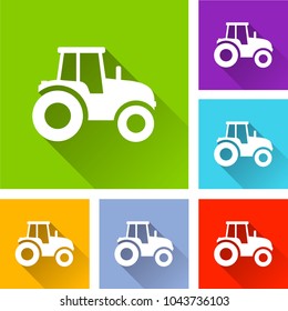 Illustration of tractor icons with long shadow