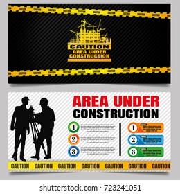 Illustration Tractor plowing a area for construction, vector background info graphics,Engineers inspecting site, Book Cover Design.