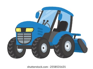Illustration of a tractor plowing a field
