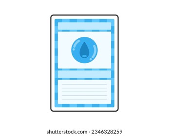 An illustration of a trading card with a water attribute (with a border).