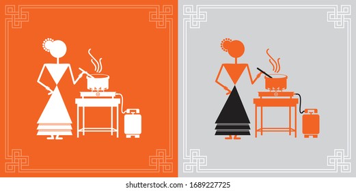 Illustration of traditional ancient tribal art in India 