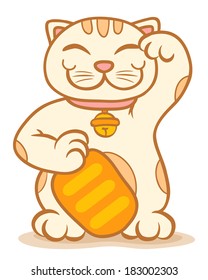 Illustration of traditional asian lucky cat