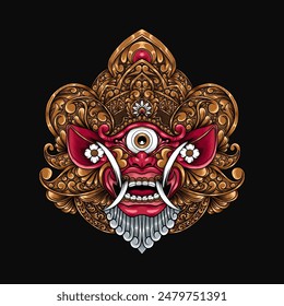 Illustration of a traditional Balinese barong mask
