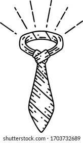 illustration of a traditional black line work tattoo style office tie