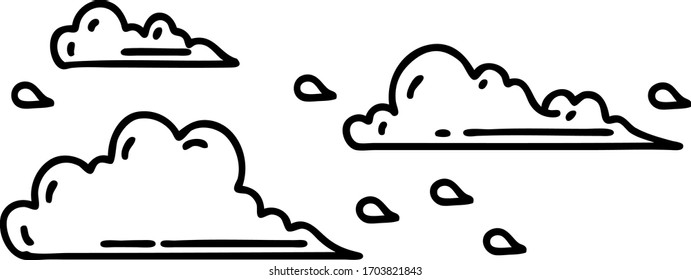 illustration of a traditional black line work tattoo style floating clouds