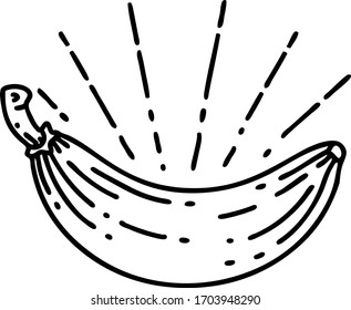 illustration of a traditional black line work tattoo style banana