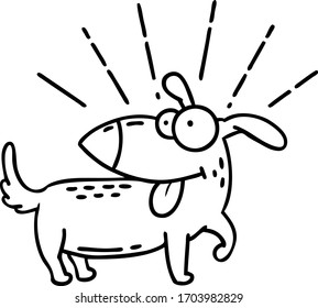 illustration of a traditional black line work tattoo style happy dog