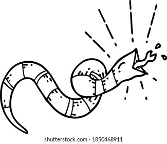 illustration of a traditional black line work tattoo style hissing snake
