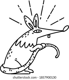 illustration of a traditional black line work tattoo style sneaky rat
