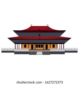 illustration of a traditional Chinese building with white and gray railings .
