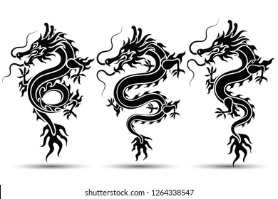 Illustration of Traditional chinese Dragon Chinese character translate dragon,vector illustration