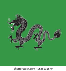 Illustration of Traditional chinese Dragon on a green isolated background , vector illustration eps 10