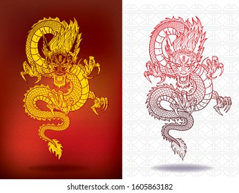 Illustration of Traditional chinese Dragon vector illustration on background for celebrate festival card design