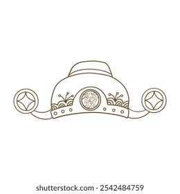 Illustration of traditional Chinese God of Wealth hat. Translation: Traditional Chinese God hat.
