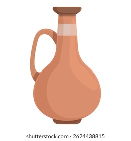 Illustration of a traditional clay pitcher in terracotta color with a vector drawing, isolated on a white background