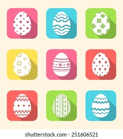 Illustration traditional colorful ornate eggs with flowers chamomiles for Easter, copy space for your text - vector