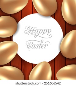 Illustration traditional colorful ornate eggs with flowers chamomiles for Easter, copy space for your text - vector