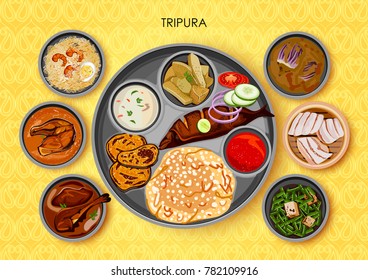 illustration of Traditional cuisine and food meal thali of Tripura India