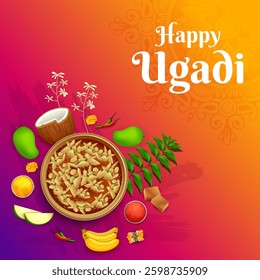 illustration of traditional festival holiday background for the New Year's Day for the states of Andhra Pradesh, Telangana, and Karnataka in India