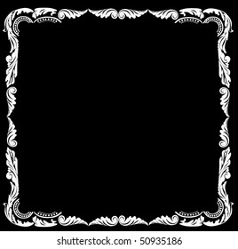 illustration with traditional frame decoration on black background