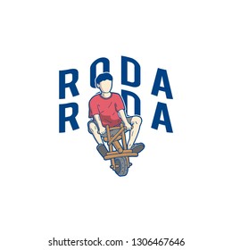 Illustration of traditional game from Indonesia called "roda-roda" - tee design for printing - vector