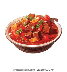 Illustration of traditional goulash dish delicious food