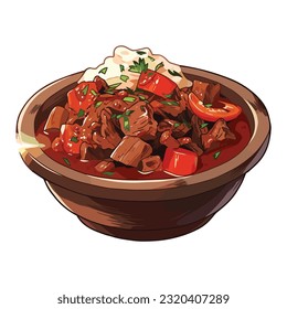 Illustration of traditional goulash dish delicious food