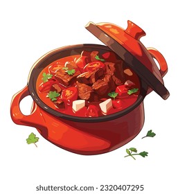 Illustration of traditional goulash dish delicious food