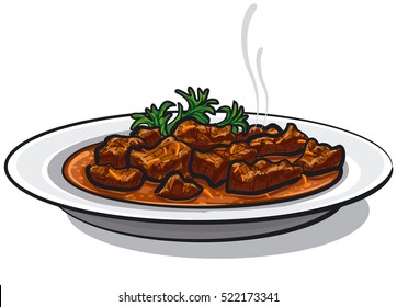 illustration of traditional goulash dish in plate