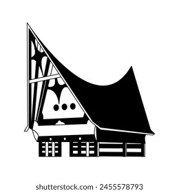illustration of traditional houses in Indonesia