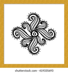 Illustration of traditional Indian symbol: paisley print. Beautiful sketch paisley print illustration indian paisley or mehendi graphic black line decoration. Isolated art on white background