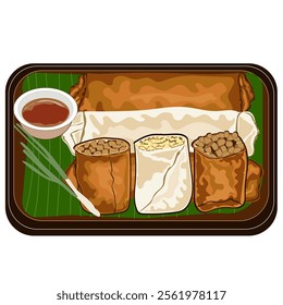 illustration of traditional Indonesian food, Semarang lumpia