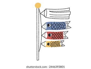 Illustration of traditional Japanese carp streamer