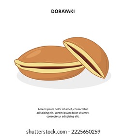 Illustration of traditional Japanese food, Dorayaki red bean vector. 