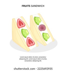 Illustration of traditional Japanese food, Fruits Sandwich vector. 