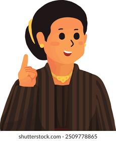 Ilustração de uma mulher javanesa tradicional vestindo um kebaya marrom e um pano batik combinando