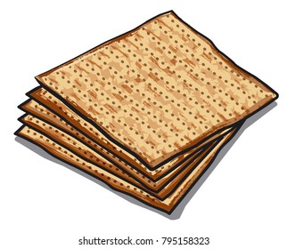illustration of traditional jewish matzoh on white background