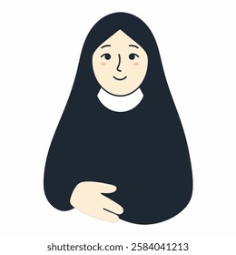 Illustration of a Traditional Nun, Perfect for Religious and Cultural Themes A traditional nun in a classic habit, symbolizing devotion, faith, and religious life