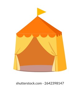 Illustration of a Traditional Orange and Yellow Circus Tent with a Small Flag on Top
